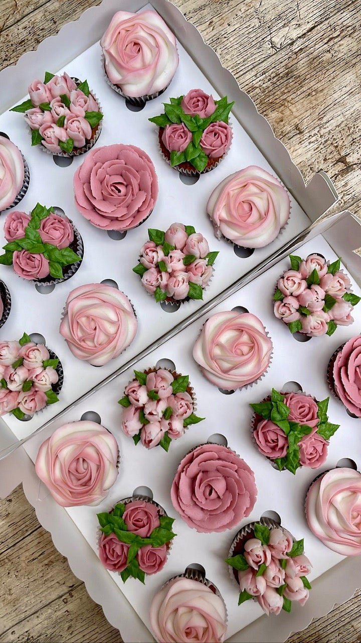 Cupcakes Florales Color Rosa Palo