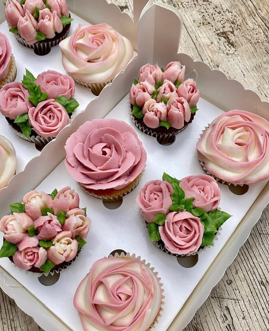 Cupcakes Florales Color Rosa Palo